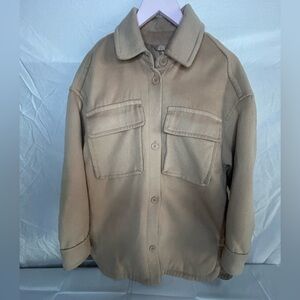 Abercrombie & Fitch Oversized Shacket Beige Button Front Jacket Women’s Cozy S